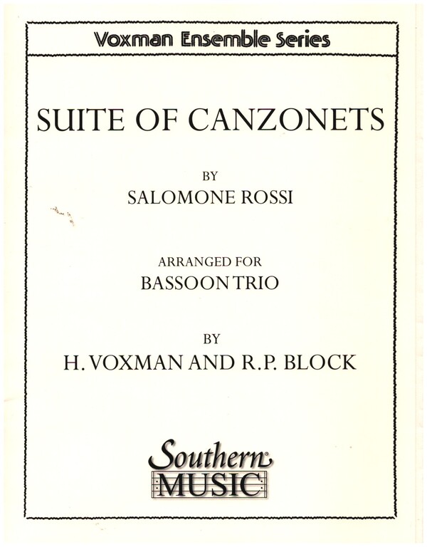 Suite of Canzonets&nbsp;&nbsp;for 3 bassoons&nbsp;&nbsp;score and parts