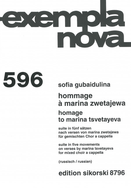 Hommage à Marina Zwetajewa  für gem Chor a cappella  Partitur (russ/kyr)