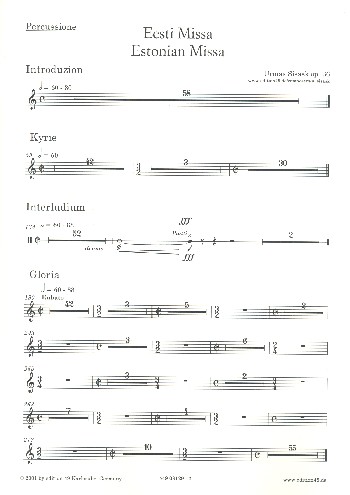 Missa no.3  for mixed chorus, organ and percussion  percussion
