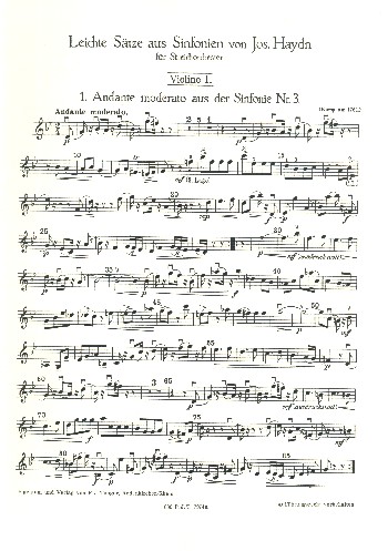 Leichte Sätze aus Sinfonien  für Streichorchester  Violine 1