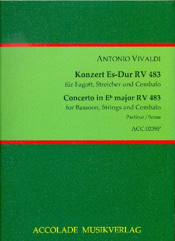 Konzert Es-Dur RV483&nbsp;&nbsp;für Fagott, Streicher und Bc&nbsp;&nbsp;Partitur