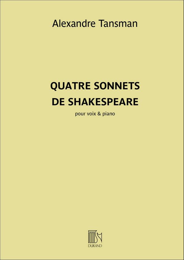 4 Sonnets de Shakespeare  pour voix et piano  partition (frz/en)