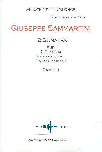 12 Sonaten Band 3 (Nr.9-12) (+CD)  für 2 Flöten (Violinen/Blockflöten) und Bc (Klavier)  Partitur, 2 Spielpartituren für Flöten und Bc-Stimme
