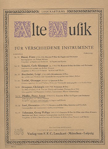 Konzert B-Dur  für Fagott und Orchester  Partitur