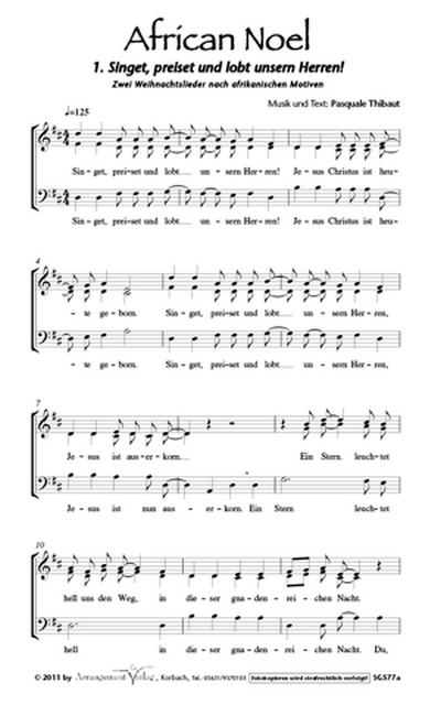 African Noel  für gem Chor (SATB) a cappella  Partitur (dt)