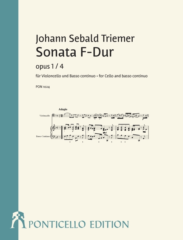 Sonate F-Dur op.1,4  für Violoncello und Bc  Partitur und Spielpartitur (Bc ausgesetzt)