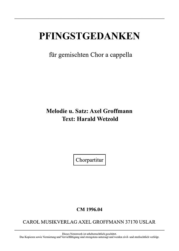 Pfingstgedanken  für gem Chor a cappella  Partitur
