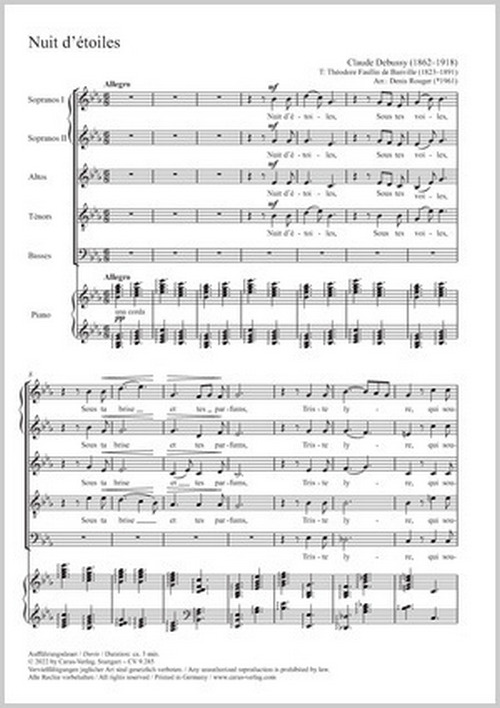 Nuit d'étoiles  Coro SSATB, Pfte  Partitur