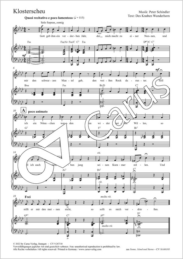 Klosterscheu&nbsp;&nbsp;Solo S, Pfte&nbsp;&nbsp;Partitur