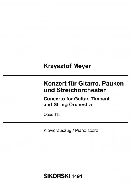 Konzert op. 115&nbsp;&nbsp;Gitarre solo, Pauke, Streichorchester&nbsp;&nbsp;Klavierauszug