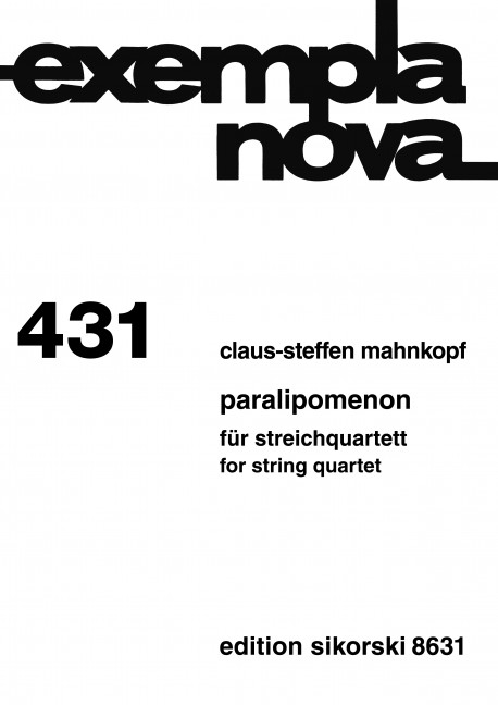Paralipomenon&nbsp;&nbsp;Streichquartett&nbsp;&nbsp;Partitur