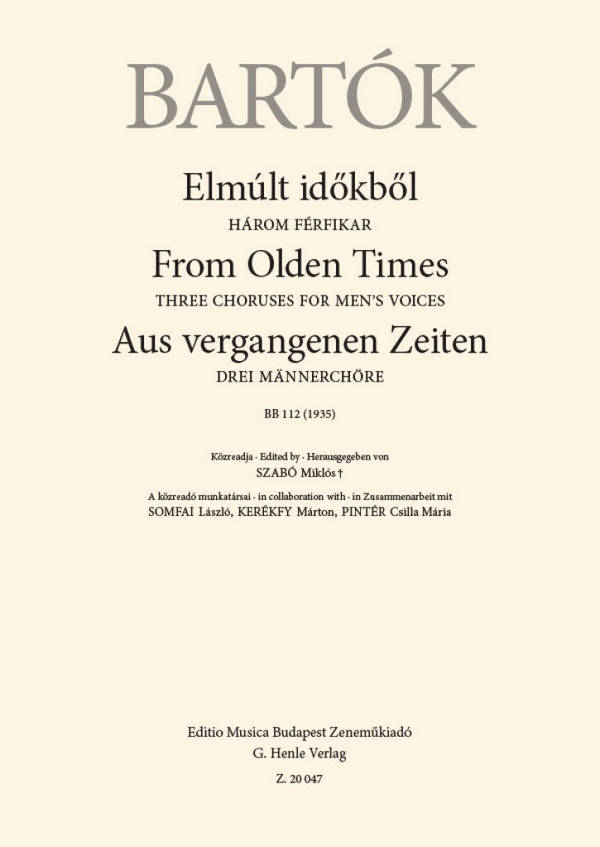 From Olden Times&nbsp;&nbsp;für Männerchor (TBrB) a Cappella&nbsp;&nbsp;Chorpartitur