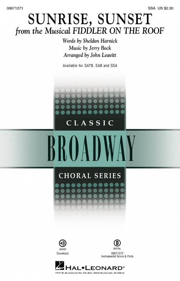 Sunrise, Sunset  SSA  Choral Score