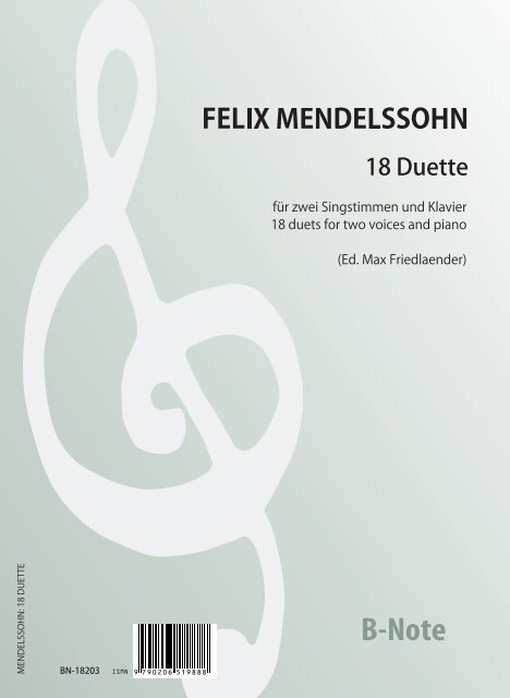 18 Duette für zwei Singstimmen und Klavier  Zwei Singstimmen,Klavier  Spielnoten
