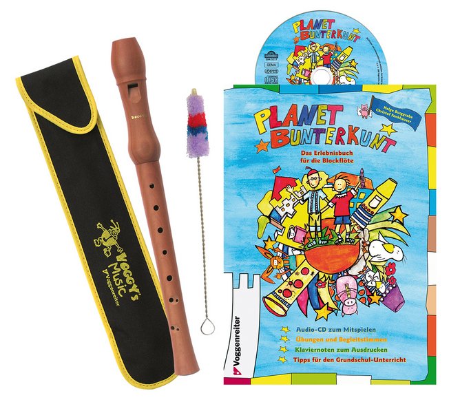 Planet-Bunterkunt-Flöten-Set, barocke Griffweise    