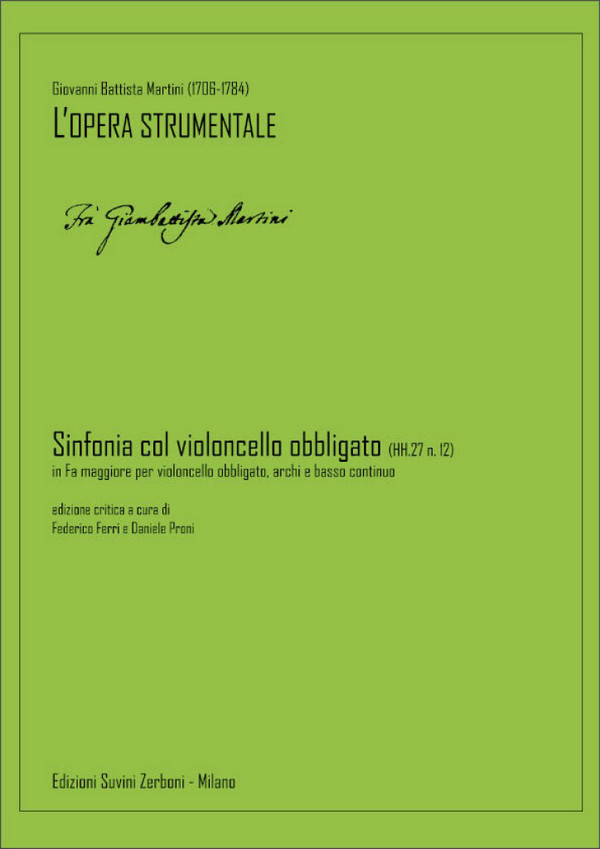 Sinfonia col violoncello obbligato (HH.27 n. 12)  Cello, Strings and Basso Continuo  Score