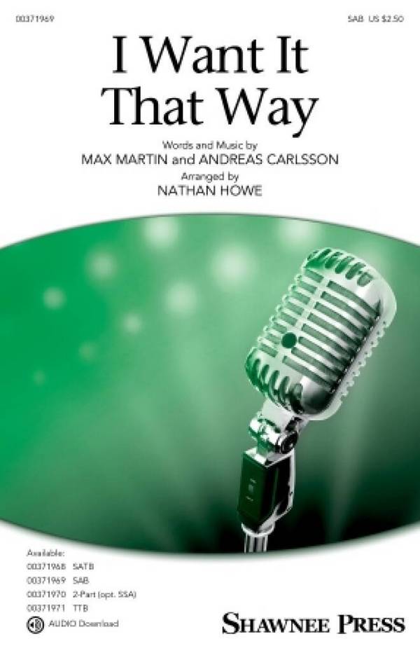 I Want It That Way&nbsp;&nbsp;SAB&nbsp;&nbsp;Chorpartitur