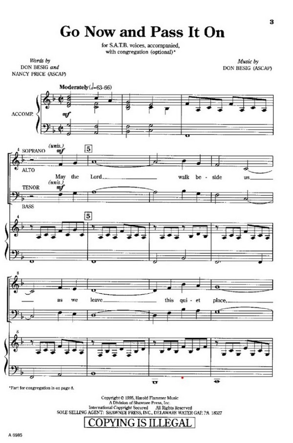 Go Now and Pass It On  SATB  Chorpartitur