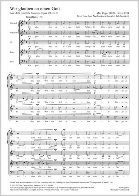 Wir glauben all an einen Gott&nbsp;&nbsp;Coro SSATB&nbsp;&nbsp;Partitur