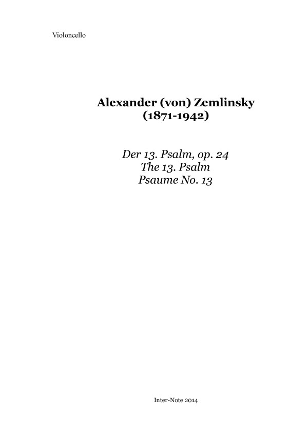 Der 13. Psalm op.24  Chor und Orchester  Orchestermaterial