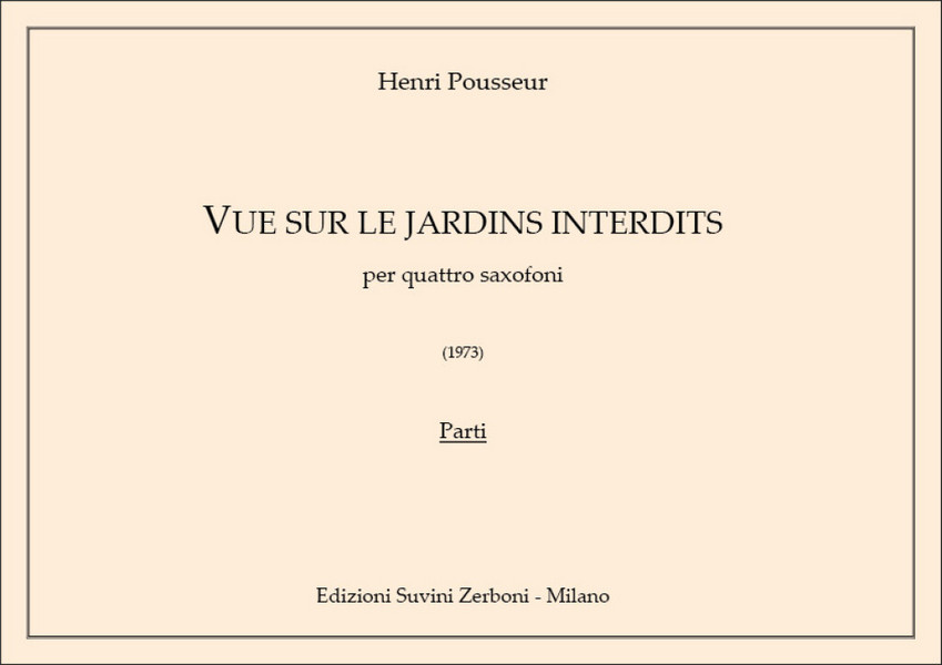 Vue Sur Les Jardins Interdits  Saxophone Quartet  Set Of Parts