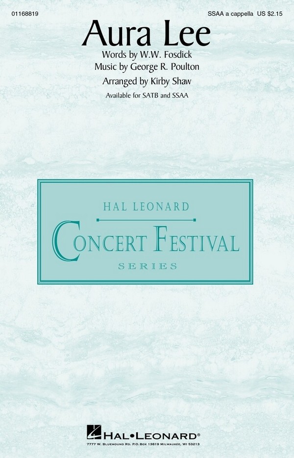 Aura Lee&nbsp;&nbsp;SSAA A Cappella&nbsp;&nbsp;Choral Score