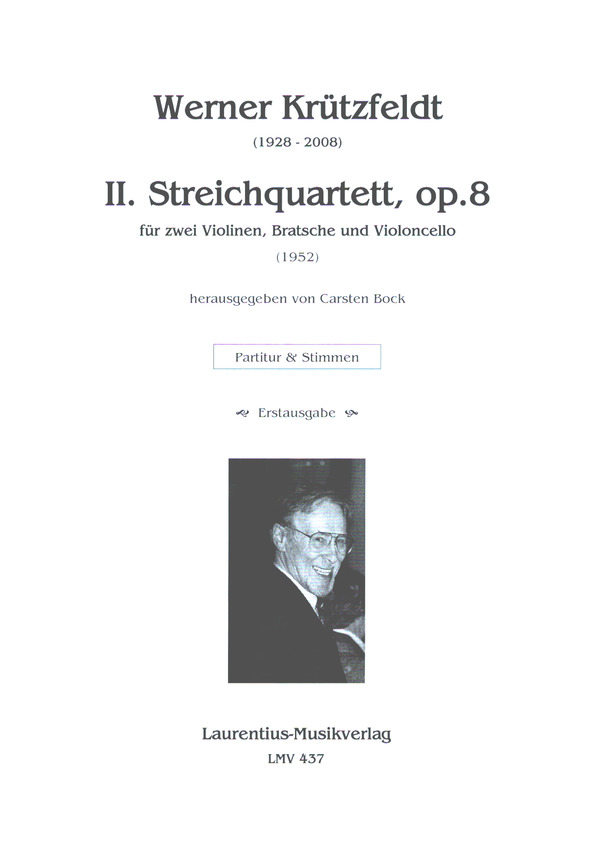 2. Streichquartett op.8 (1952)  für 2 Violinen, Bratsche und Violoncello   Partitur und Stimmen