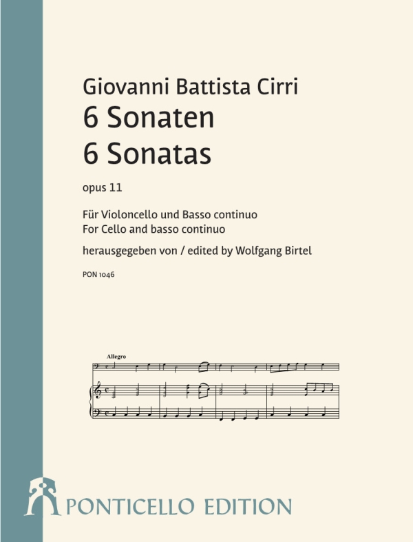 6 Sonaten op.11  für Violoncello und Basso continuo  Spielpartitur