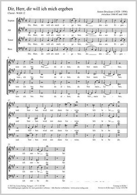 Dir, Herr, dir will ich mich ergeben&nbsp;&nbsp;Coro SATB&nbsp;&nbsp;Partitur
