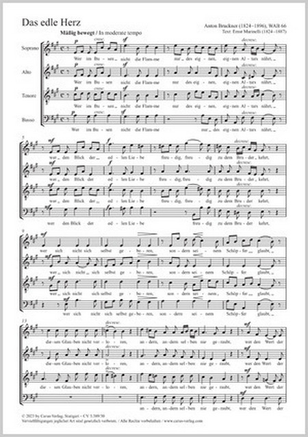 Das edle Herz  Coro SATB  Partitur