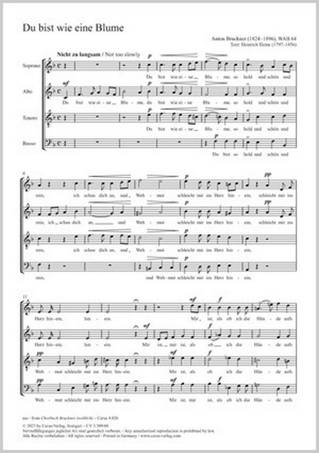 Du bist wie eine Blume&nbsp;&nbsp;Coro SATB&nbsp;&nbsp;Partitur
