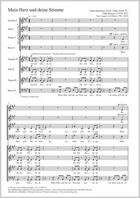 Mein Herz und deine Stimme&nbsp;&nbsp;Coro SATB/SATB&nbsp;&nbsp;Partitur