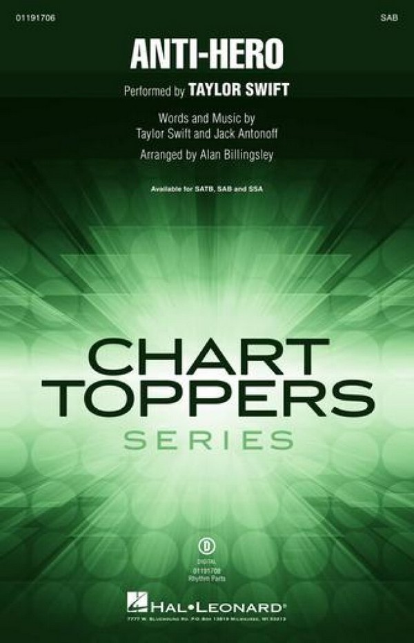 Anti-Hero&nbsp;&nbsp;SAB&nbsp;&nbsp;Choral Score