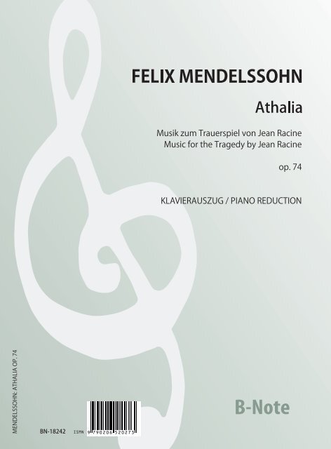 Musik zu Athalia op.74 (Klavierauszug)&nbsp;&nbsp;Singstimme,Klavier&nbsp;&nbsp;Klavierauszug