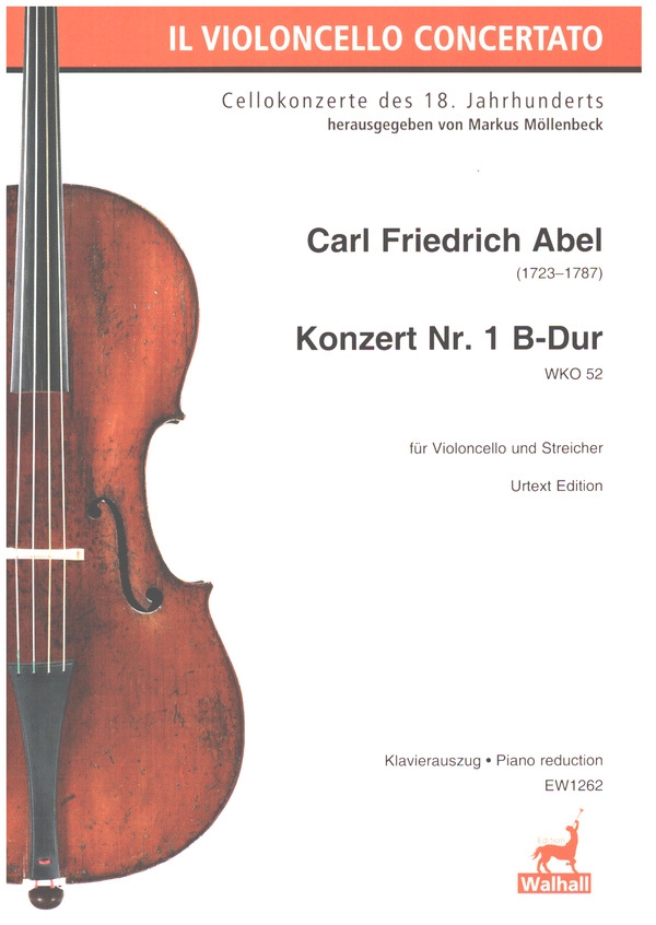 Konzert B-Dur Nr.1 WKO 52  für Violoncello und Streicher  Klavierauszug mit Solostimme