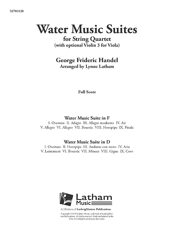 Water Music Suite (String Qtet score)&nbsp;&nbsp;Scores&nbsp;&nbsp;