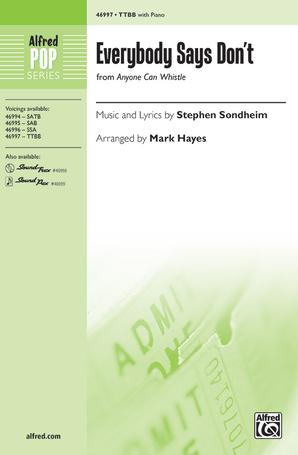 Everybody Says Don?t TTBB&nbsp;&nbsp;Lower voices&nbsp;&nbsp;