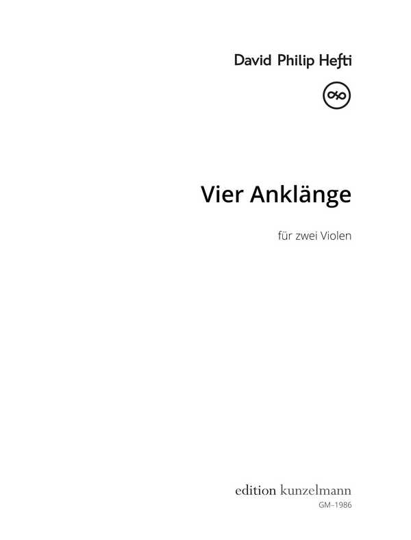 Vier Anklänge   für 2 Violen   2 Spielpartituren
