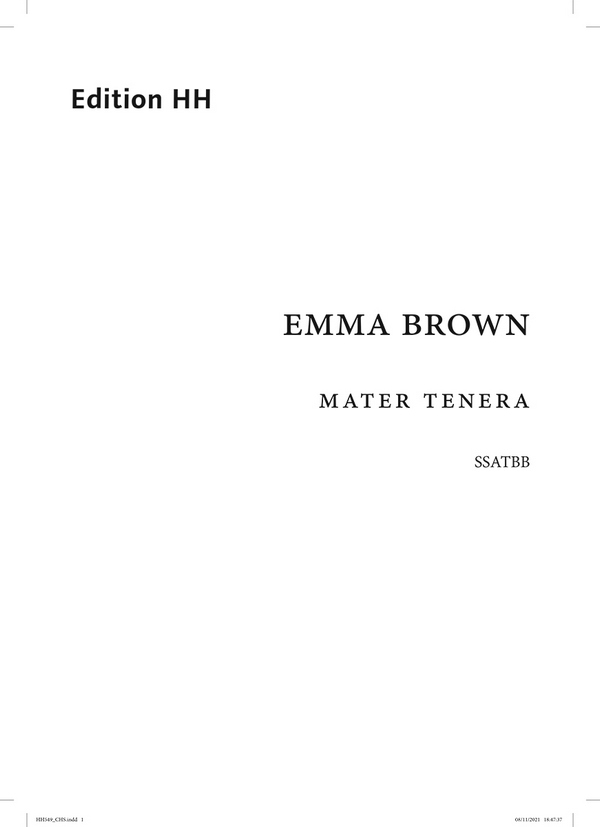 Mater tenera  ssatbb  Choral score