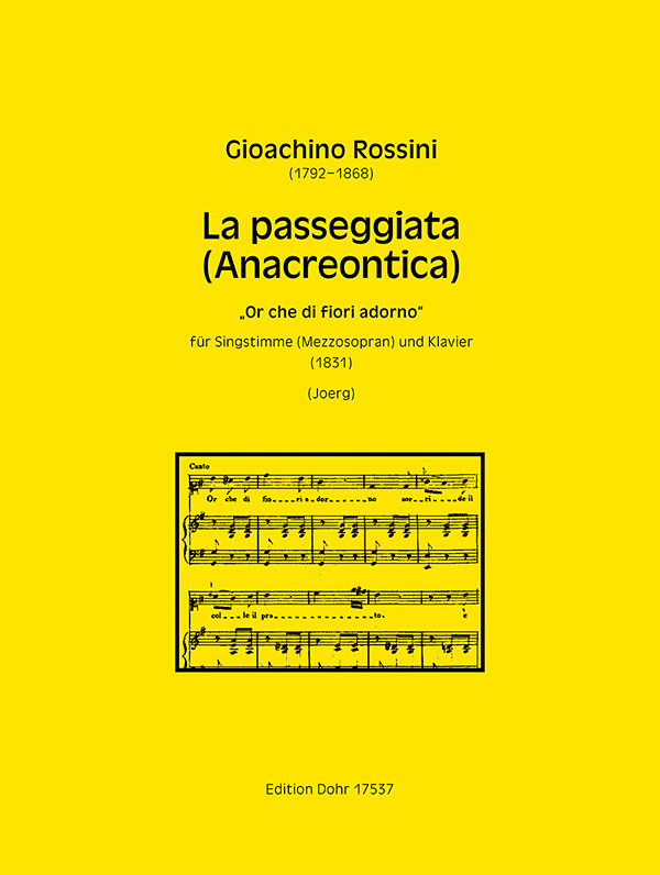 La passeggiata (Anacreontica) 'Or che die fiori adorno'&nbsp;&nbsp;für Singstimme (Mezzosopran) und Klavier&nbsp;&nbsp;Spielpartitur