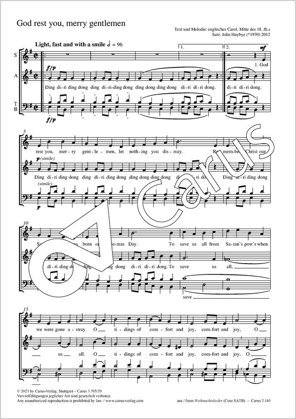 God rest you merry Gentlemen&nbsp;&nbsp;Coro SATB&nbsp;&nbsp;Partitur
