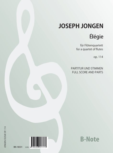 Élégie  op.114  für Flötenquartett  Partitur und Stimmen