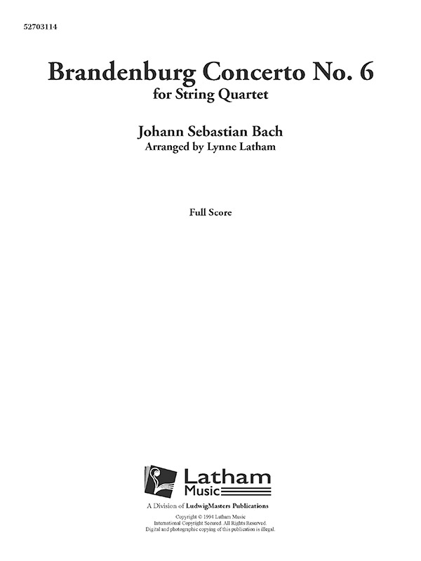Brandenburg Concerto 6 String Quartet Sc&nbsp;&nbsp;Scores&nbsp;&nbsp;