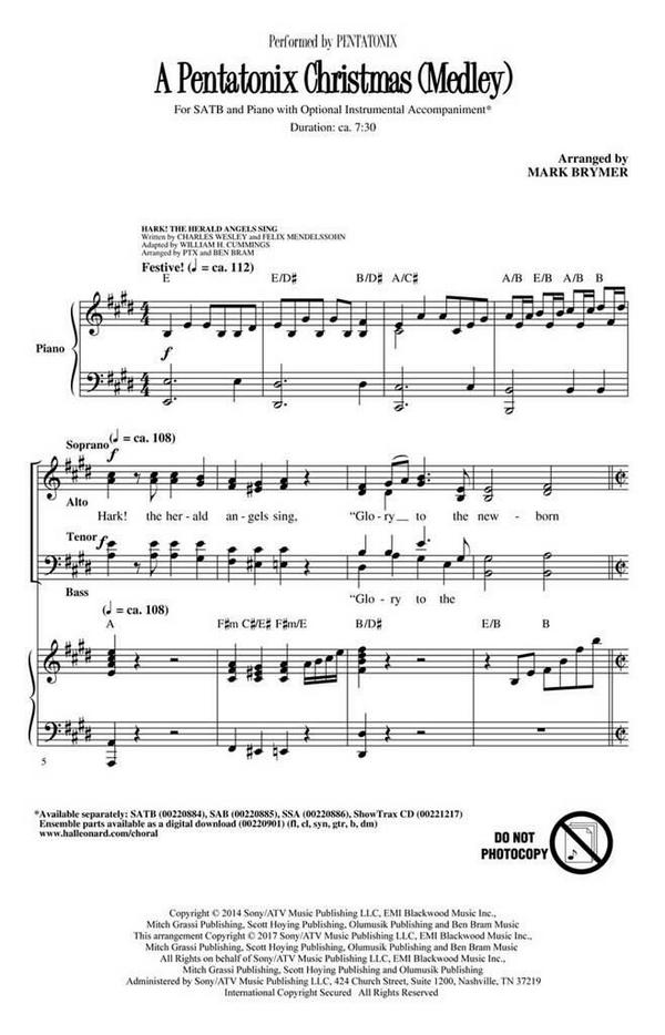 A Pentatonix Christmas&nbsp;&nbsp;SATB&nbsp;&nbsp;Chorpartitur