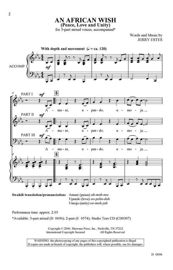 An African Wish&nbsp;&nbsp;3-Part Choir&nbsp;&nbsp;Chorpartitur