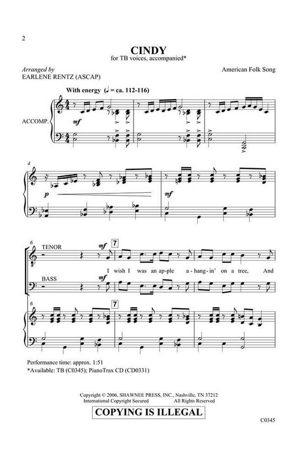 Cindy&nbsp;&nbsp;TB&nbsp;&nbsp;Chorpartitur