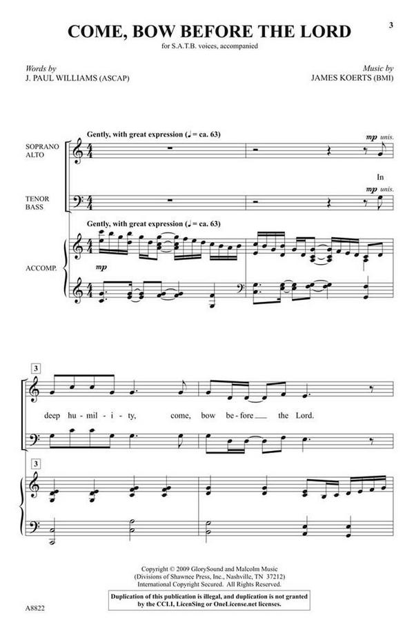 Come Bow Before the Lord&nbsp;&nbsp;SATB&nbsp;&nbsp;Chorpartitur