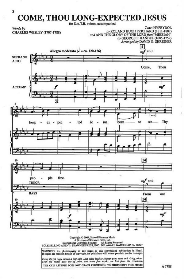Come, Thou Long-Expected Jesus&nbsp;&nbsp;SATB&nbsp;&nbsp;Chorpartitur