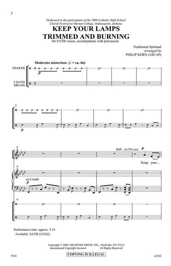 Keep Your Lamps Trimmed and Burning&nbsp;&nbsp;SATB&nbsp;&nbsp;Chorpartitur