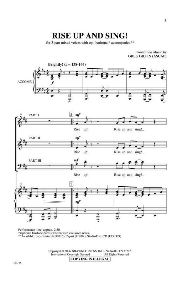Rise Up and Sing!  3-Part Mixed, opt. baritone  Chorpartitur
